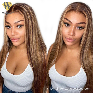 Highlight piano 4/27 Straight 30 inch lace closure wig Ombre 13X4X1 virgin transparent HD lace front human hair wigs